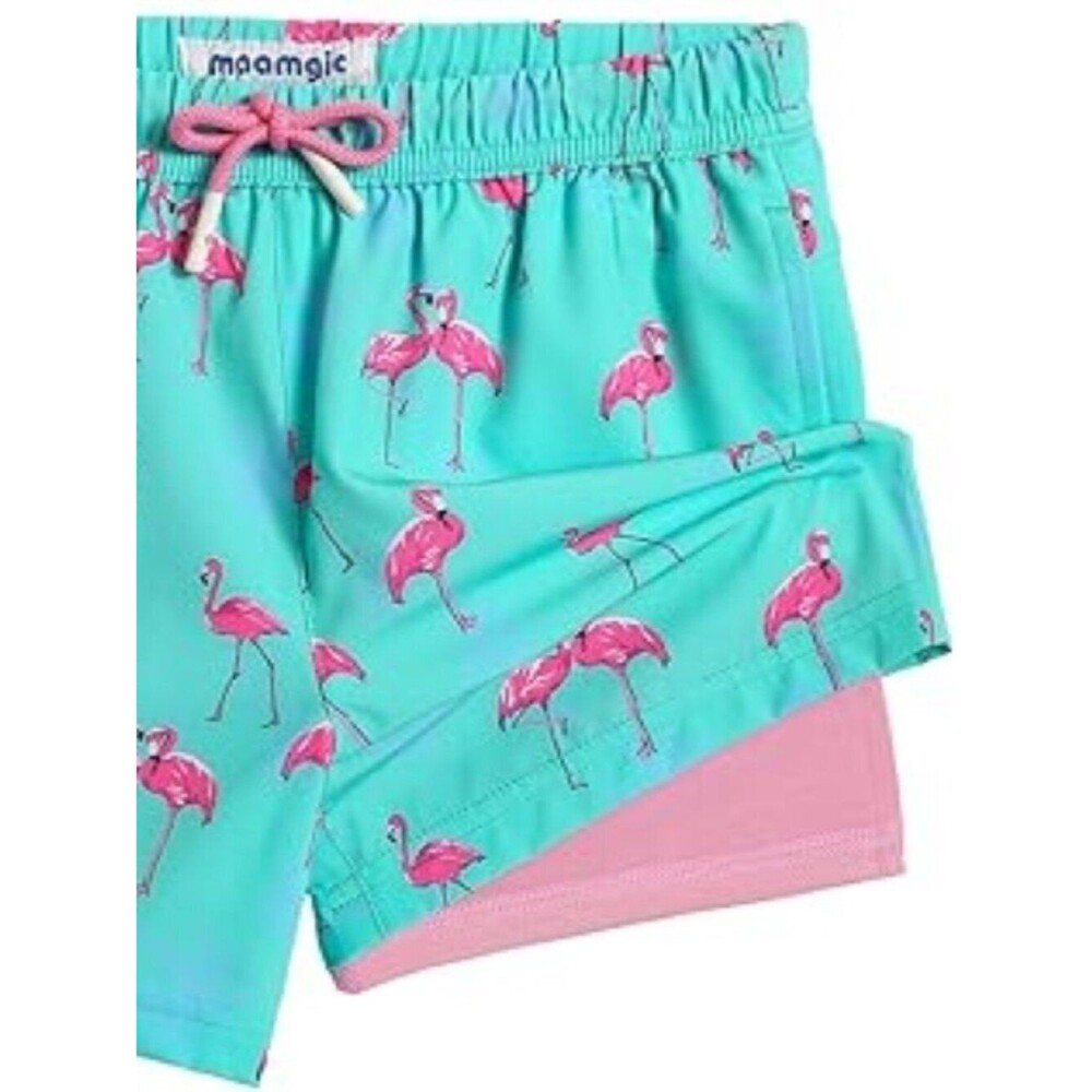 Maamgic Boys Swim Shorts Pink Pineapple Palm Tree Mesh Lining New With Tag 7
